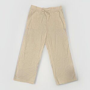 Gap Wide Leg Linen Blend Pants Womens Size Large Khaki Pull On Coastal Paper Bag